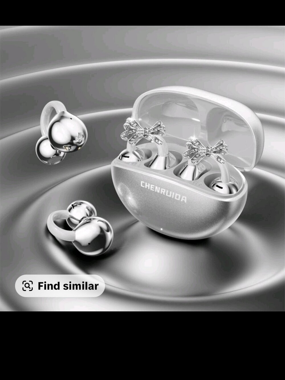 CHENRUIDA Sparkling Silver Bow True Wireless Earbuds
